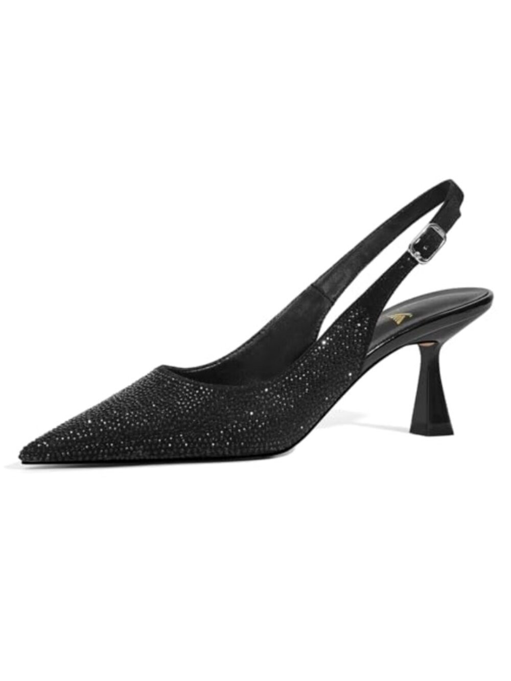 Women's Rhinestone Slingback Kitten Heels Pointed Toe Dress Pumps Sparkly